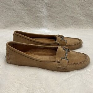 PATRICIA GREEN A MANO Camel Brown Suede Leather Driving Mocs Loafers 6 1/2 W